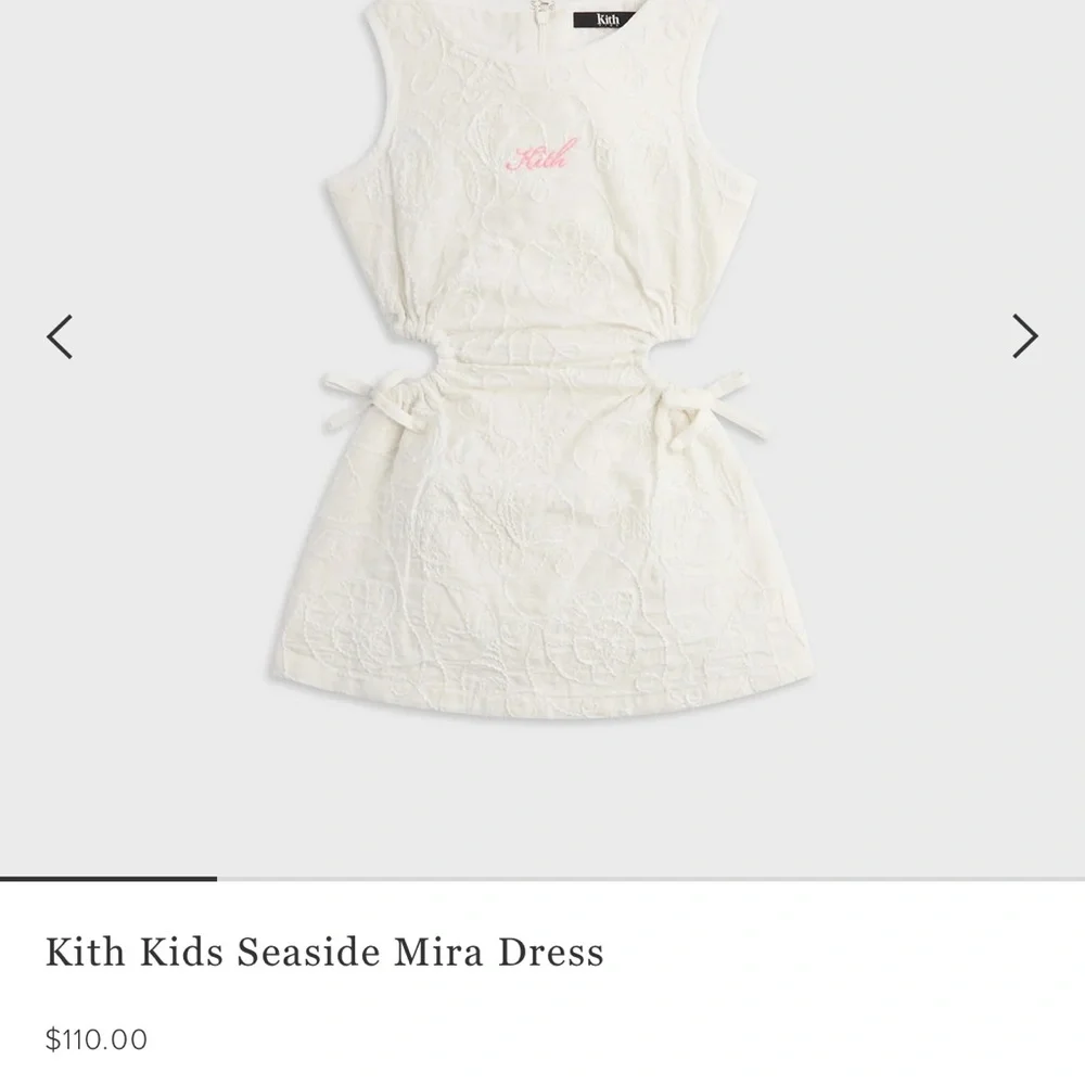 Kith Cream Embroidered Sleeveless Dress with Pink Logo